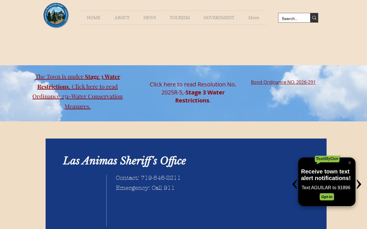 Aguilar official law-enforcement route for Las Animas County arrest records